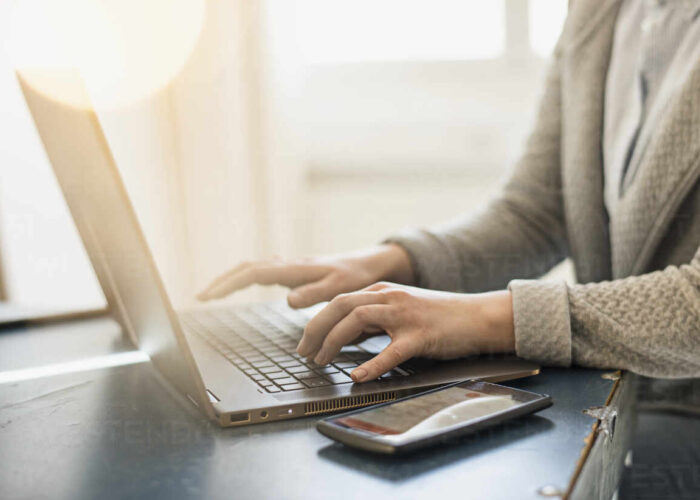 Woman using laptop