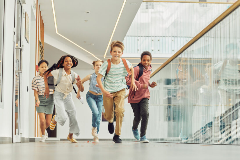 Running children in a school
